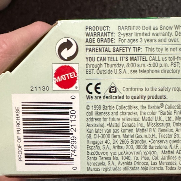 Barbie as Classic Snow White Vintage Mattel NEW Collector Edition doll 1998 - Picture 9 of 10